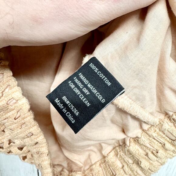 Dear Creatures Top Womens Medium Laced Crossover Crop Top Crochet Off Shoulder - Picture 3 of 4